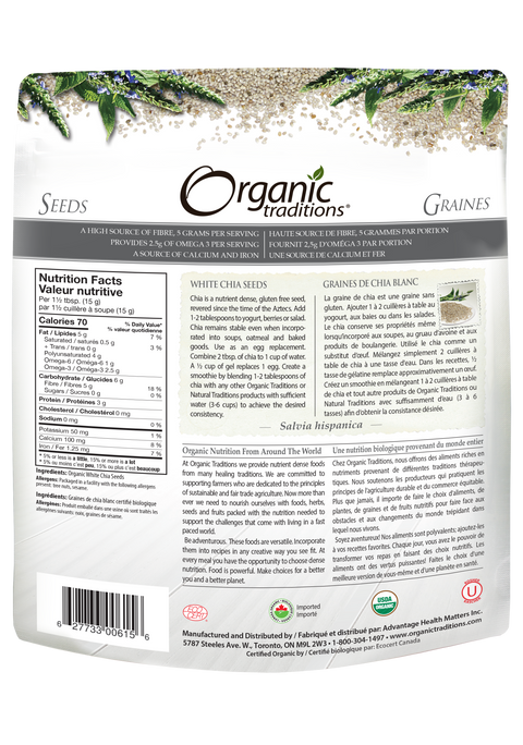 Organic Traditions White Chia Seeds 454g - 0