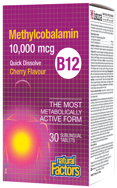 Natural Factors Methylcobalamin B12 10,000mcg 30 Sublingual Tablets