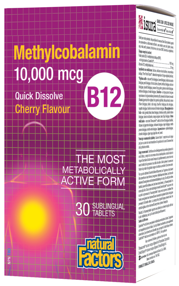 Natural Factors Methylcobalamin B12 10,000mcg 30 Sublingual Tablets - 1