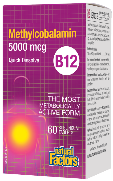 Natural Factors Methylcobalamin B12 5000mcg 60 Sublingual Tablets
