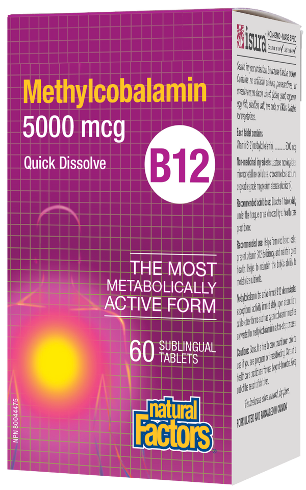 Natural Factors Methylcobalamin B12 5000mcg 60 Sublingual Tablets - 1