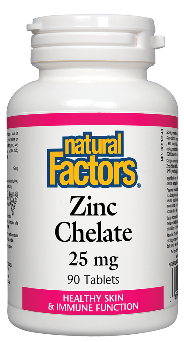 Natural Factors Zinc Chelate 25 mg 90 Tablets - 1