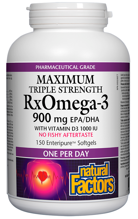 Natural Factors RxOmega-3 900 mg With Vitamin D3 150 Softgel