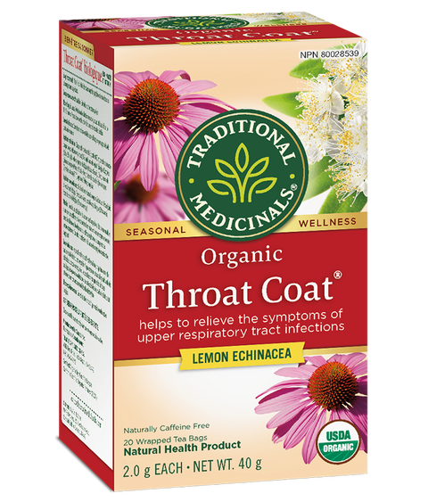 Traditional Medicinals Throat Coat Lemon Echinacea 20 Tea Bags