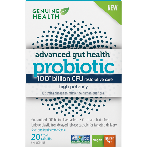 Genuine Health Advanced Gut Health Probiotic 100 billion CFU 20 Vegan Capsules - 1