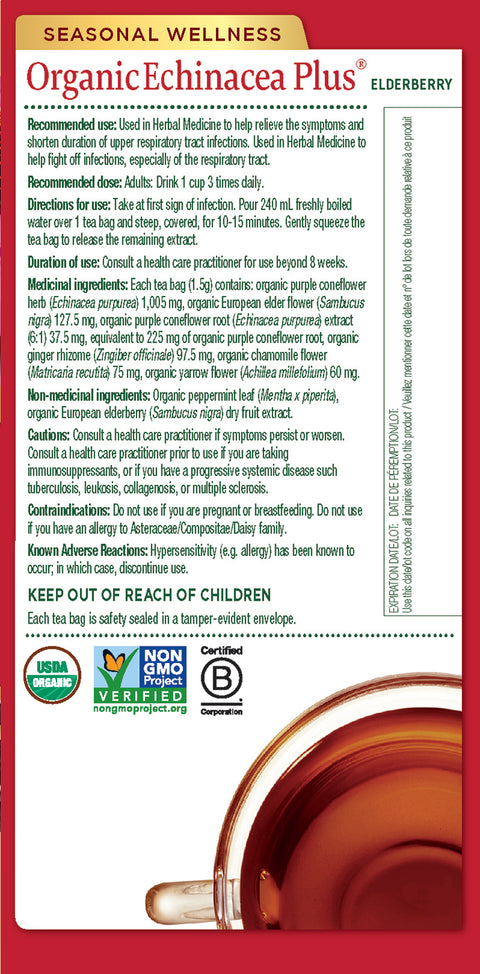 Traditional Medicinals Echinacea Plus Elderberry 20 Tea Bags - 0